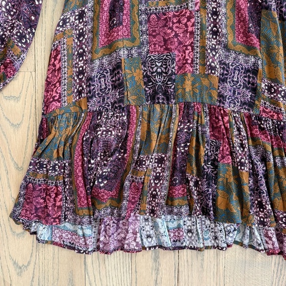 Common Collection Patchwork Bohemian Long Sleeve Dress in Multicolor Size Small - Picture 5 of 11